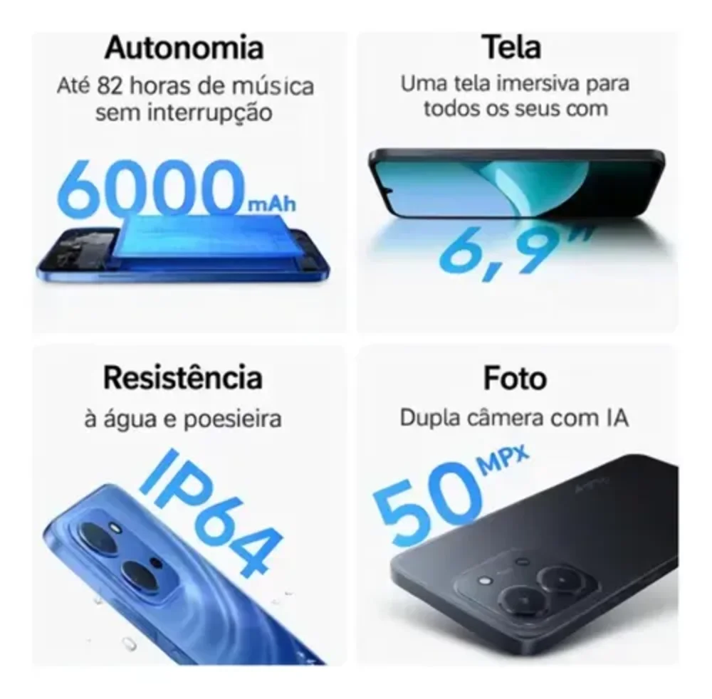 Celular Xiaomi Redmi 15C 128GB azul, foto 3