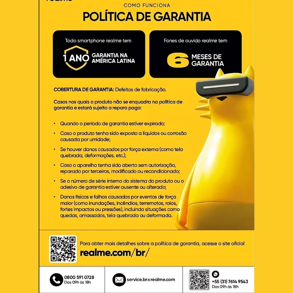 Política de garantia da Realme para o Note 70