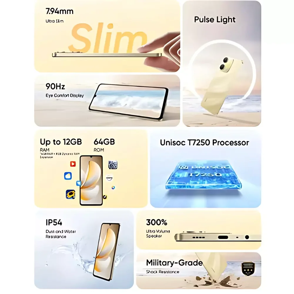 Realme Note 70, corpo ultrafino, tela de 90 Hz e bateria de 6.300 mAh