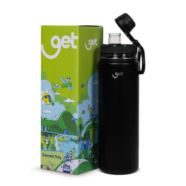 Garrafa Térmica Get Trity 750ml Preta, com caixa