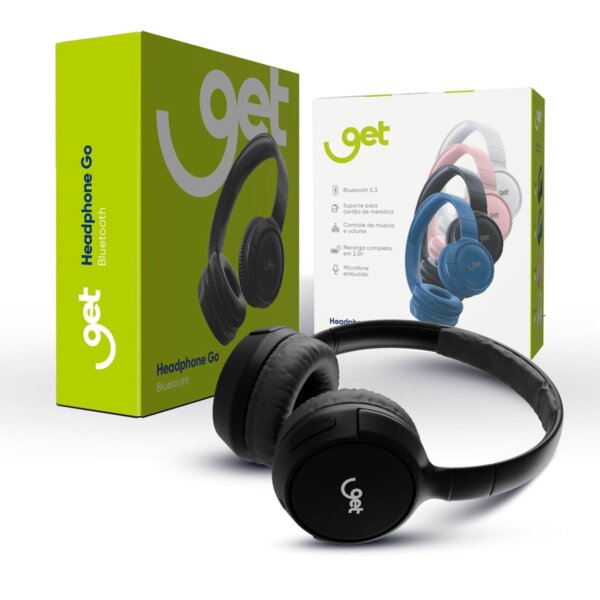 Fone de ouvido Bluetooth Get Go Preto, com caixa